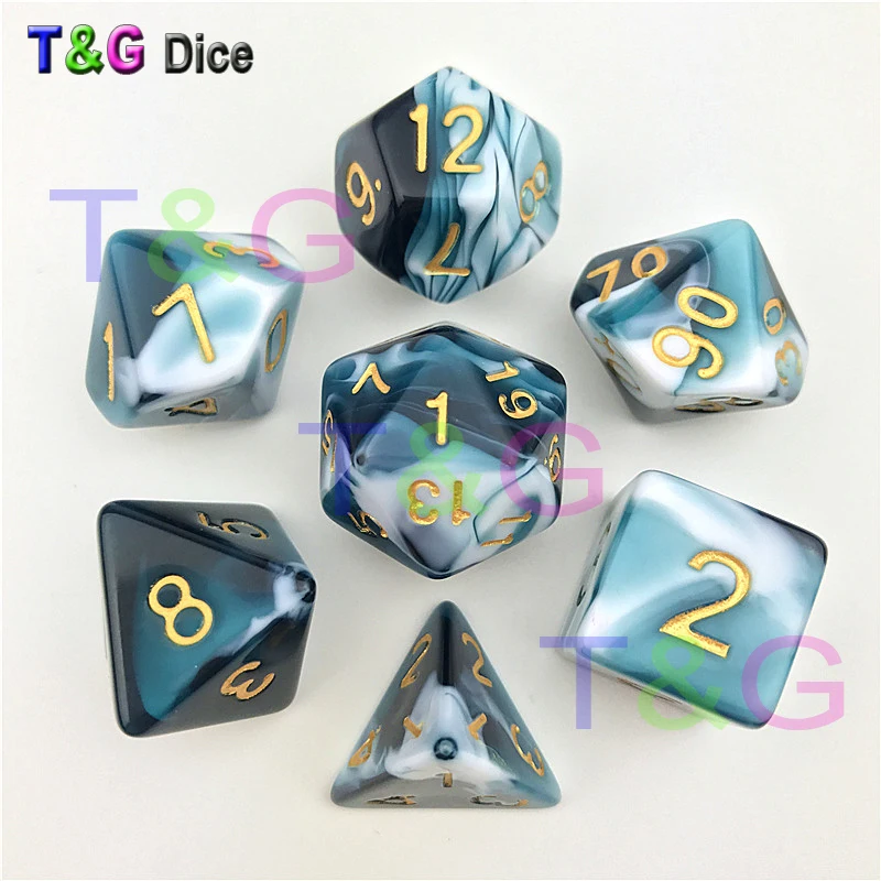 T& G высокое качество, цветные прозрачные и белые игральные кости, разноцветные D4-D20 для ролевых игр, настольных игр, Вечерние игры