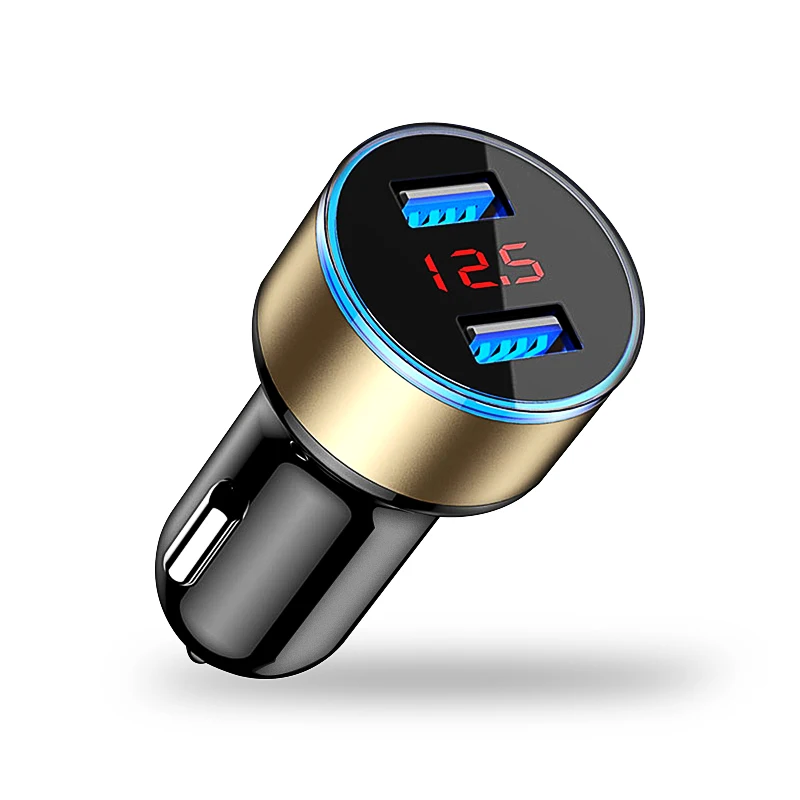 Gold Двойное автомобильное зарядное устройство Usb 3.1A автомобильный прикуриватель Универсальный USB Автомобильное зарядное устройство с дисплеем напряжения автомобиля для iphone6 7 Sumsung Xiaomi - Название цвета: Gold