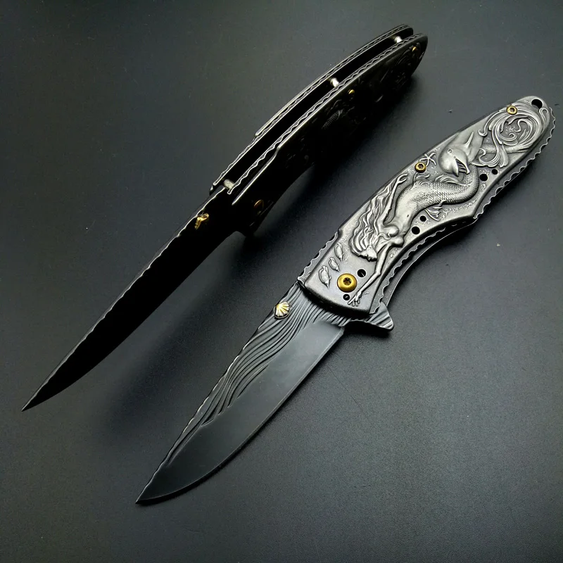 Stonewash тактический складной нож для выживания кемпинга охотничьи ножи из нержавеющей стали уличный карманный нож Русалка Brtithday подарок edc
