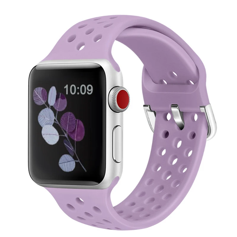 Совместимый резиновый ремешок для Apple Watch 4 5 40 мм 44 мм мягкий силиконовый спортивный дышащий ремешок для iWatch серии 5 4 3 2 1 38 мм 42 мм - Цвет ремешка: Color 1