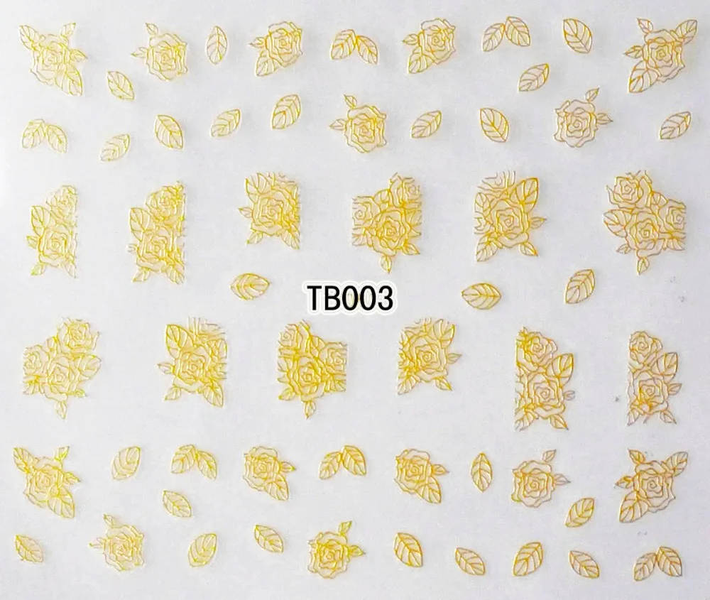 Цвета: золотистый серебристый самоклеющиеся 3D ногтей Наклейка Татуировка масло