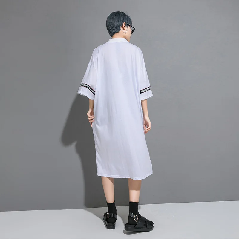 Женское платье пуловер CHICEVER с О образным вырезом рукавами фонариками и сплит