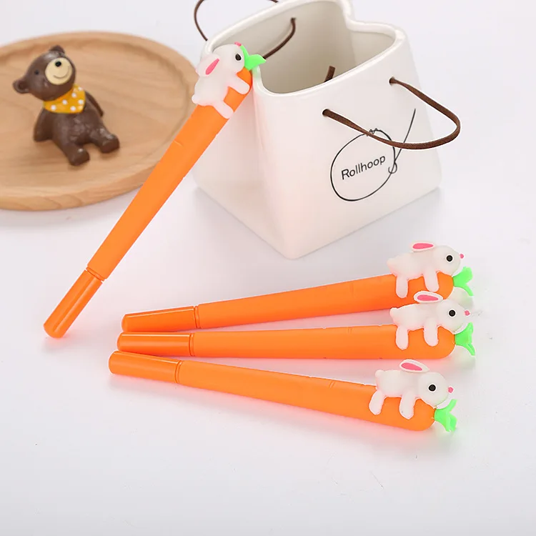 

40 pcs Creative Cute Rabbit Carrot Neutral Pen Cartoon Learning Stationery Carrot Water Office Signature Pen Kawaii School