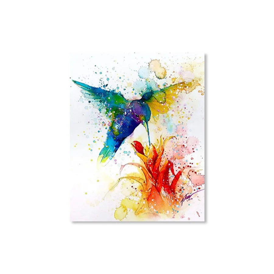 

Nordic Modern Watercolor Hummingbird Flowering Canvas Painting HD Printed Wall Art Poster for Living Room Home Decoration