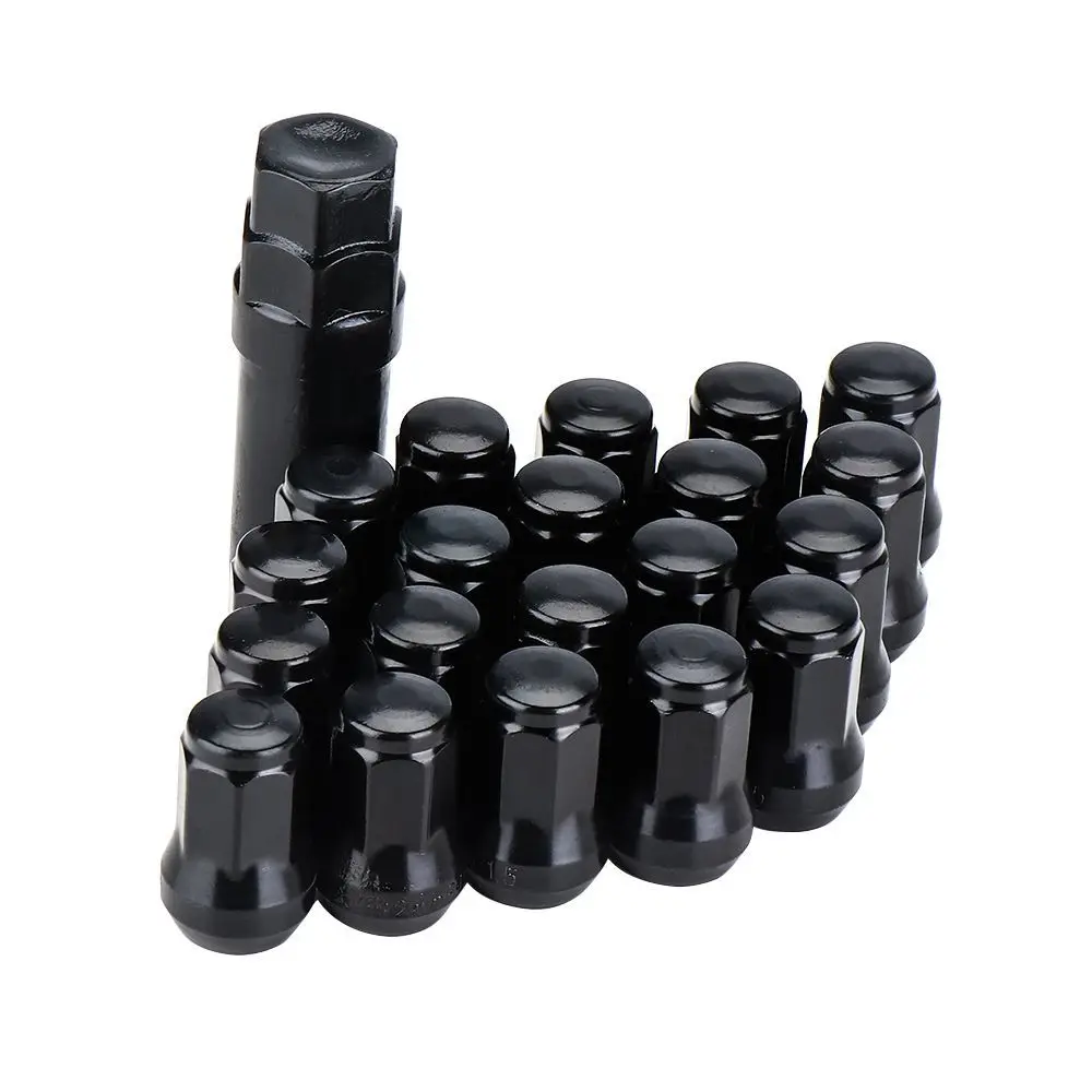 Black UTV 20x M12* 1,5 колесные винтовые гайки+ замок ключ алюминиевый для Polaris RZR XP 1000 для Can Am X3 для Honda Civic желудь - Название цвета: Black