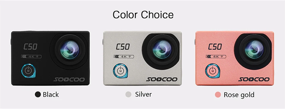 SOOCOO C50 Action 4K 24fps Sports Camera Wifi Gyro Adjustable Viewing angles NTK96660 30M Waterproof Sport DV Action Cam
