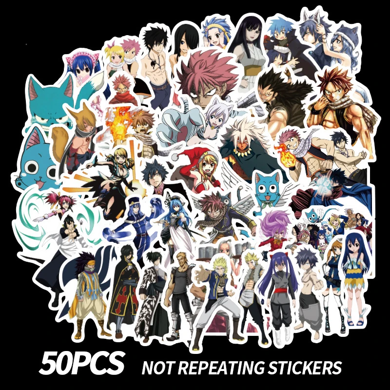 50 шт в наборе короткая футболка с героями из японского аниме Fairy Tail ПВХ клей