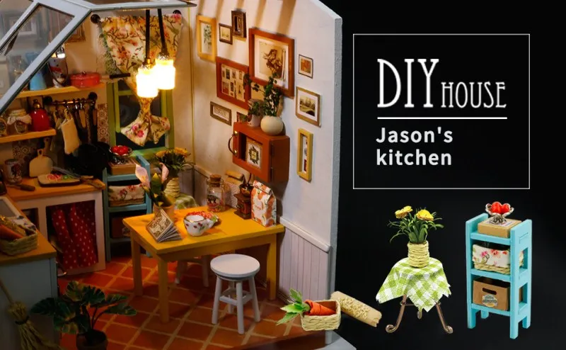 Деревянные DIY сборки Кукольный дом миниатюрная мебель кукольная Кухня Мини-дома для кукол обучающая игрушка для детей кукольные домики
