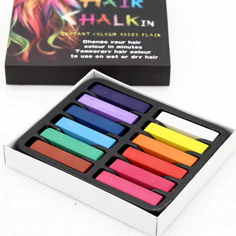 

Hot Sale 1 SET 12 Colors Non-toxic Hair Chalk DIY Easy Temporary Salon Colors Hair Chalk Dye Soft Hair Pastels Kit Hair Beauty