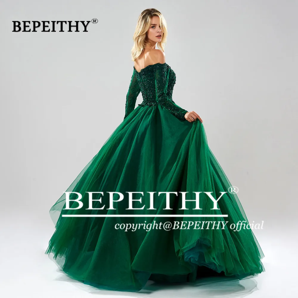 BEPEITHY бальное платье с длинными рукавами, вечерние платья, милое зеленое вечернее платье, вечерние платья Abendkleider