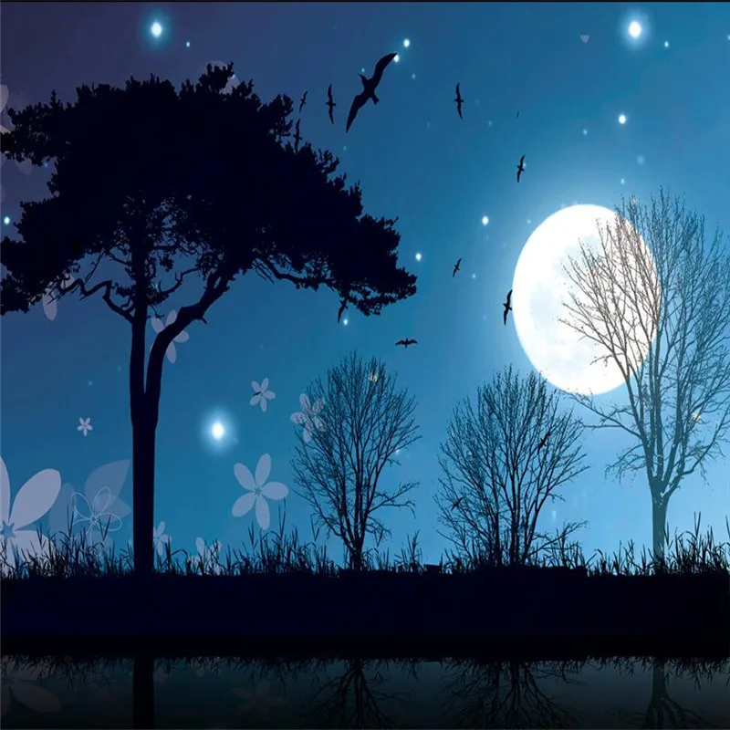 home decor Photo backdrops wallpaper for living room Night Moon Star Tree office bathrooms wall mural murals-3d paper | Обустройство