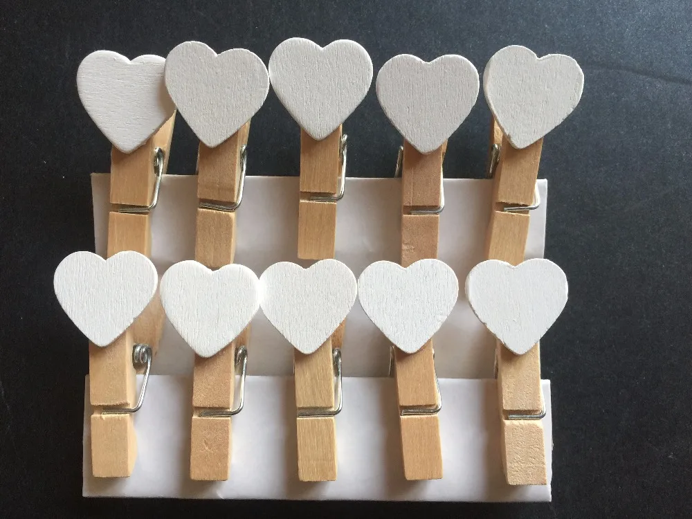 120 шт. Романтический любящее сердце деревянные прищепки с бумагой деревянный