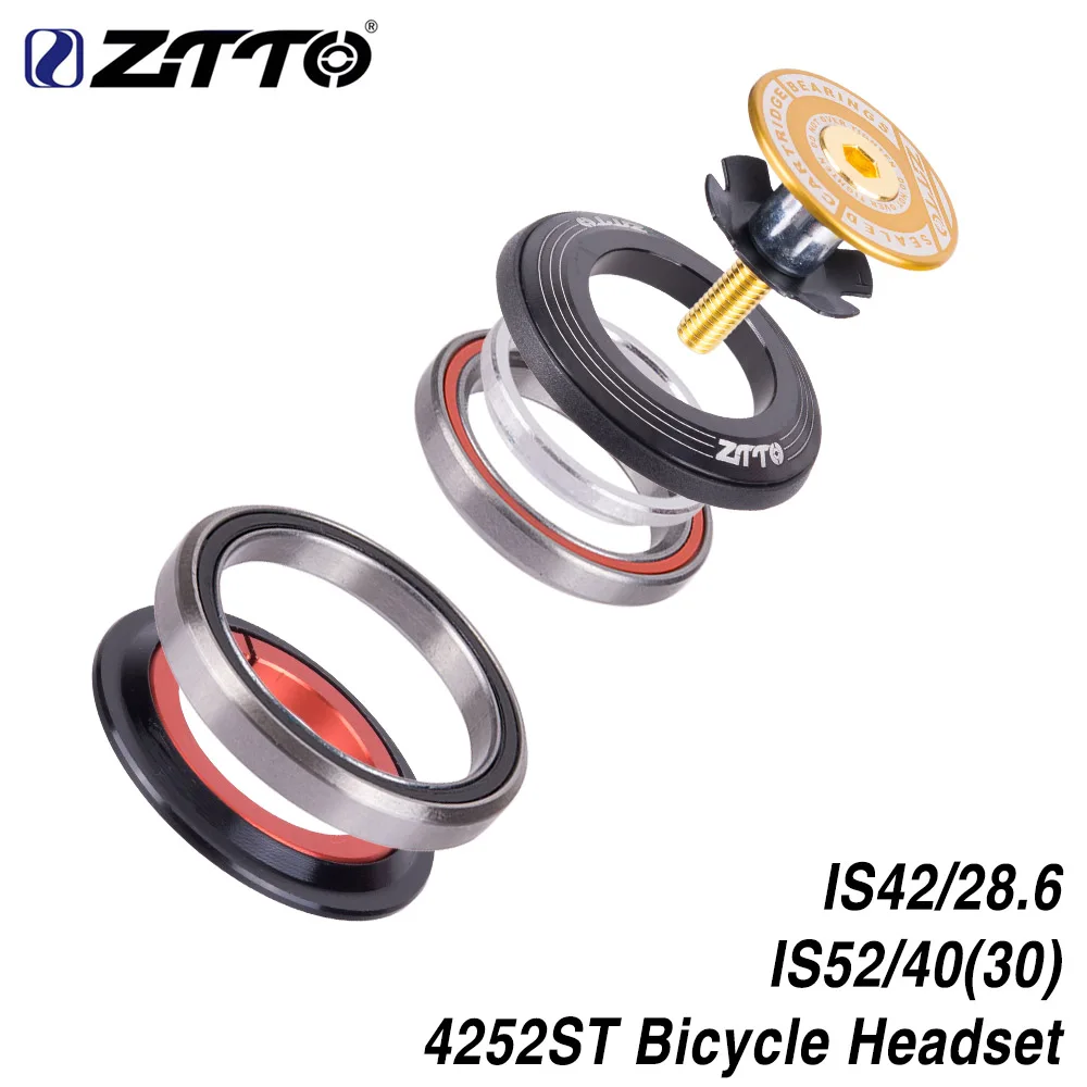4252ST GOLD ZTTO MTB велосипед дорожный велосипед гарнитура 42 мм 52 мм CNC 1 1/"-1 1/2" коническая вилка интегрированный угловой контактный подшипник 4252ST - Цвет: 4252ST GOLD