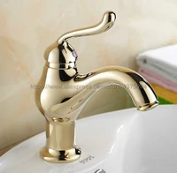 bathroom gold color brass basin faucet single handle bathroom sink faucet cold and hot mixer water nnf233