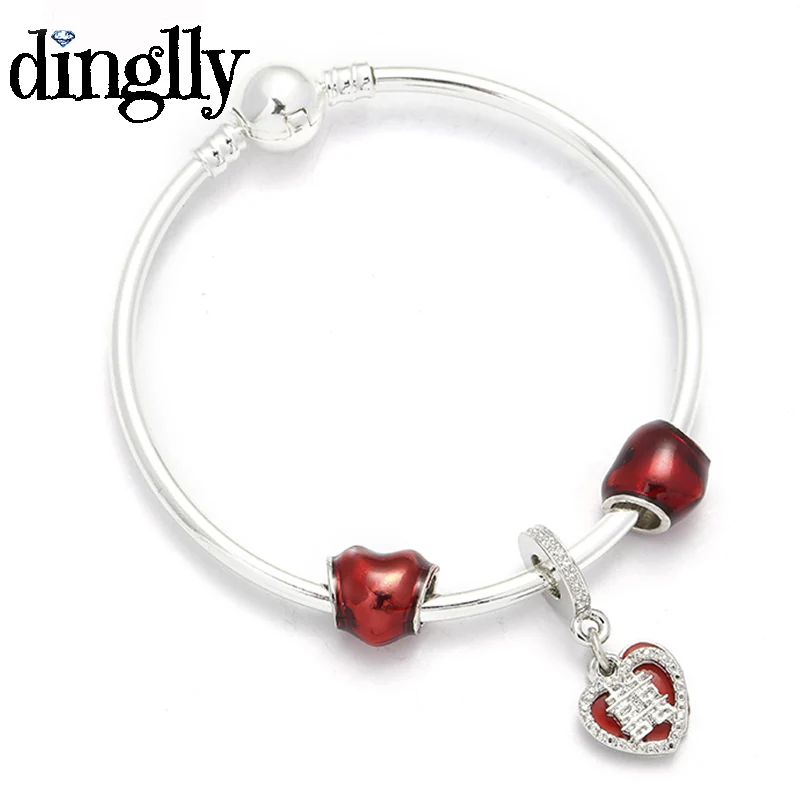 DSZ055 DINGLLY мультфильм Пара висячие Pulsera Шарм браслет с медведем Тигр бусины модные бренды браслеты с медведями браслет для женщин - Окраска металла: DSZ055