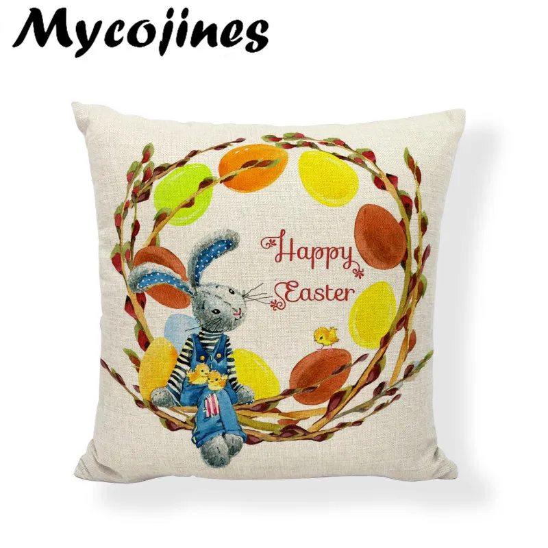 Цветной яйцо Ретро Очаровательный мультфильм кролик Наволочка на подушку 17