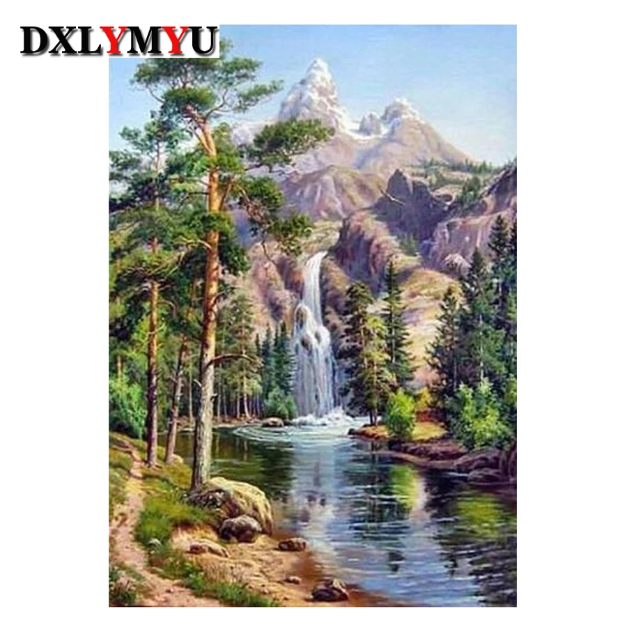 3d Diy Алмазная Картина Набор стежков кристалл квадратная мозаика водопад пейзаж