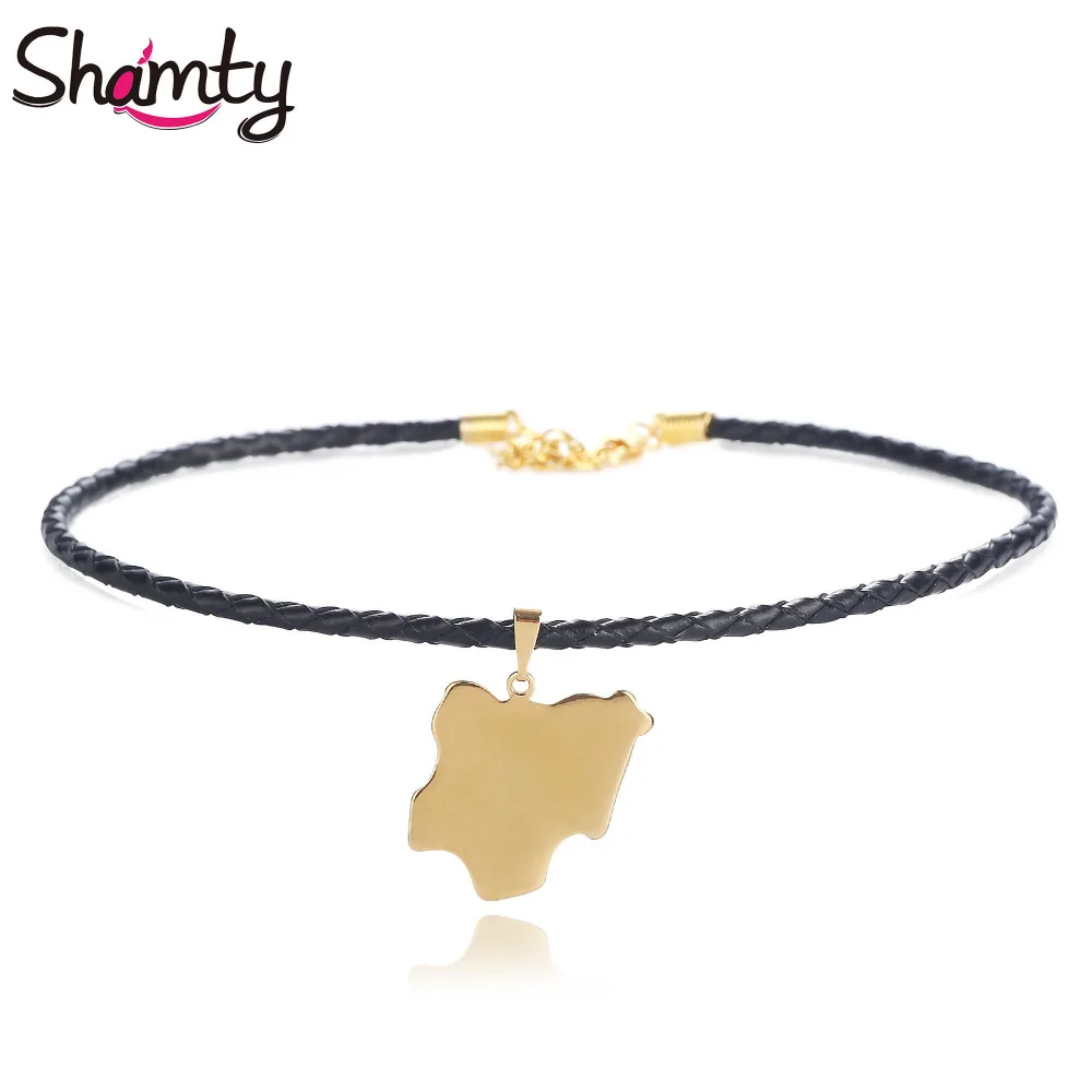 Shamty Нигерия карта чокер ожерелье кулон золотой цвет украшения Африки бренд