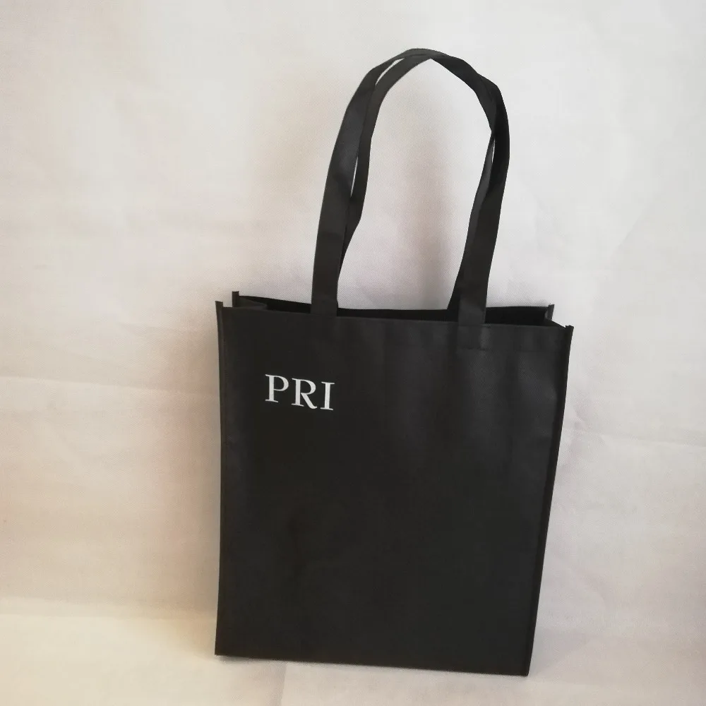 1000 шт./лот черные многоразовые нетканые сумки для покупок индивидуальные