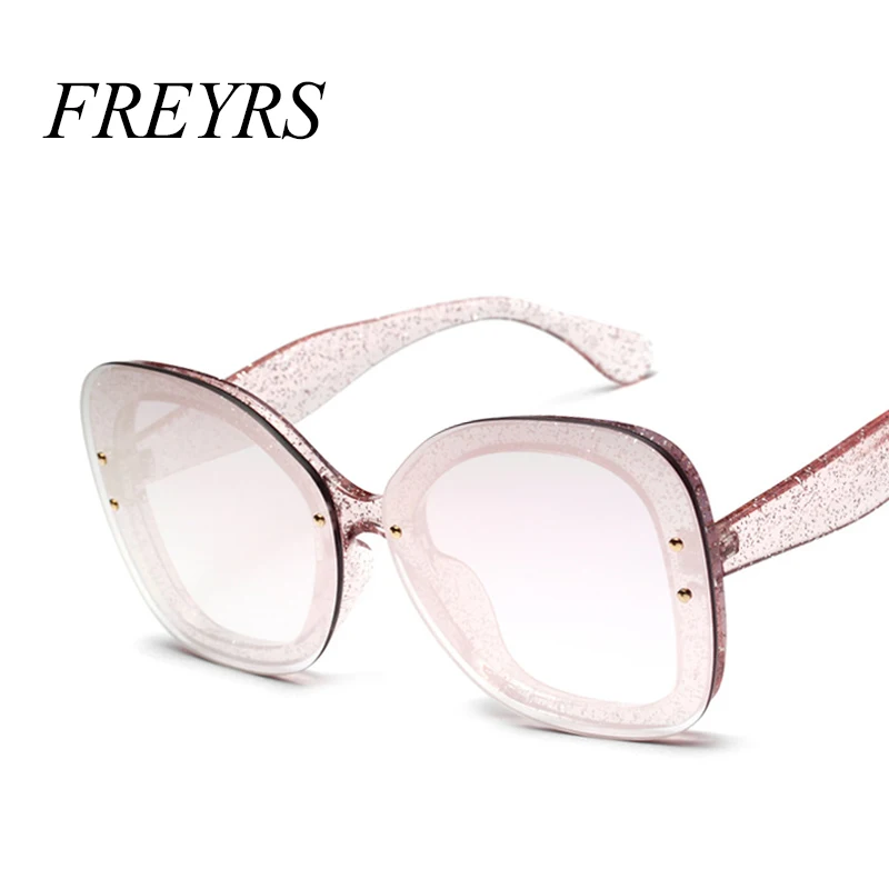 FREYRS Oversize Sunglasses Women Brand Designer Transparent Frame Eyeglasses for Female Pink Gray Oculos de sol UV400 5169F | Аксессуары
