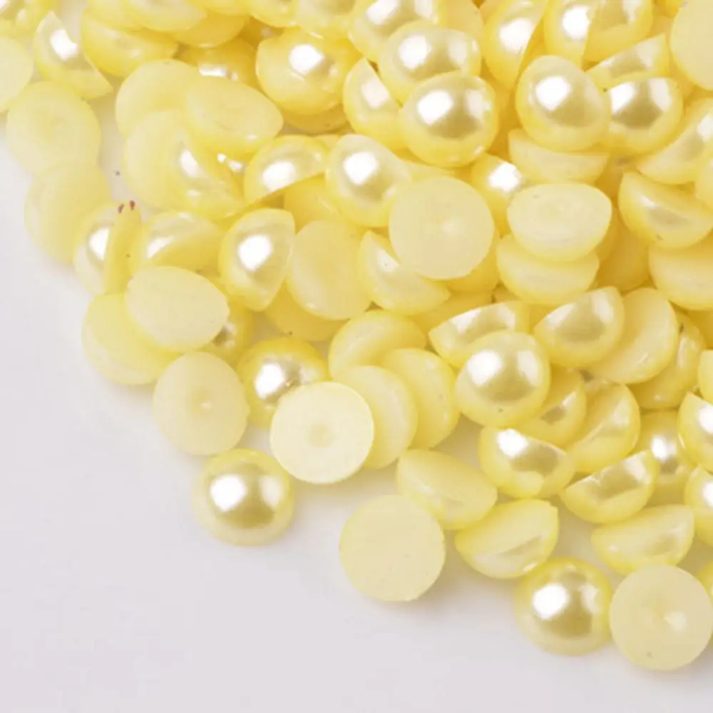 Светло-желтый цвет ABS полукруглые бусины с плоской задней частью имитация