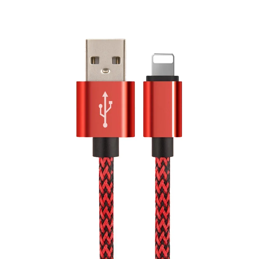 Красный USB кабель для iPhone XR Xs Max X 10 6 s 6s 7 8 Plus 5 5S SE iPad Air нейлоновый кабель для быстрой зарядки и синхронизации данных - Цвет: Красный