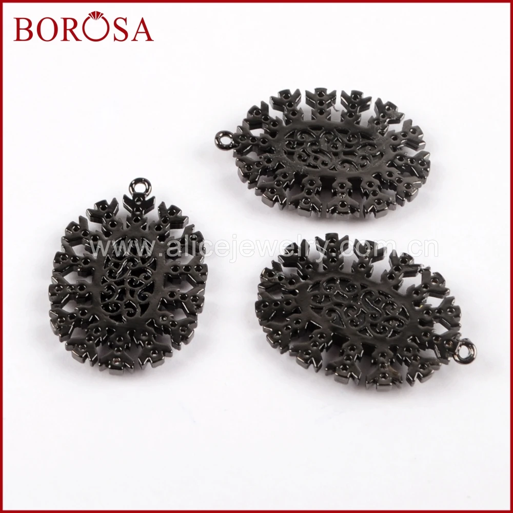 BOROSA оптовая продажа 10 шт. CZ микро кристалл Manmade Druzy Черный Кулон Бусы из