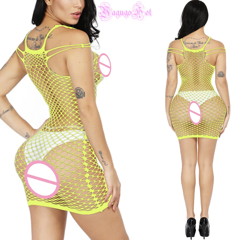 Эротическое сексуальное нижнее белье в сеточку без рукавов комбинация с