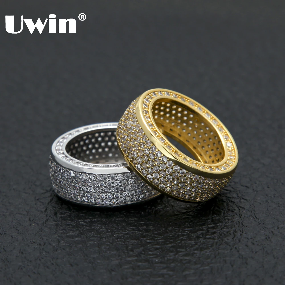 Uwin Exquisite Top Quality AAA Micro CZ Ring Gold Silver Color Luxury Ladies Men Jewelry Birthday Gift Wedding Party Rings | Украшения и