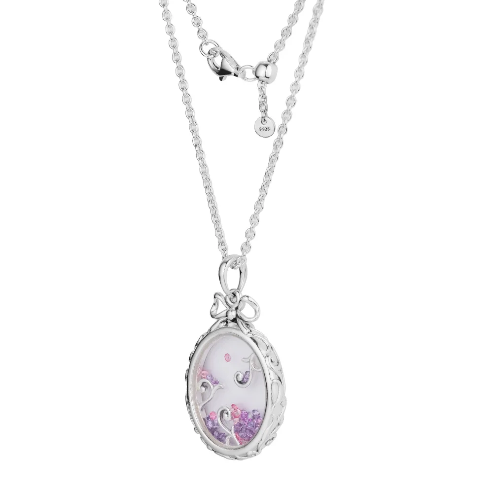 100% 925 Sterling-Silver-Jewelry Locket Of Dazzle Necklace with Multi-Colored CZ Free Shipping | Украшения и аксессуары