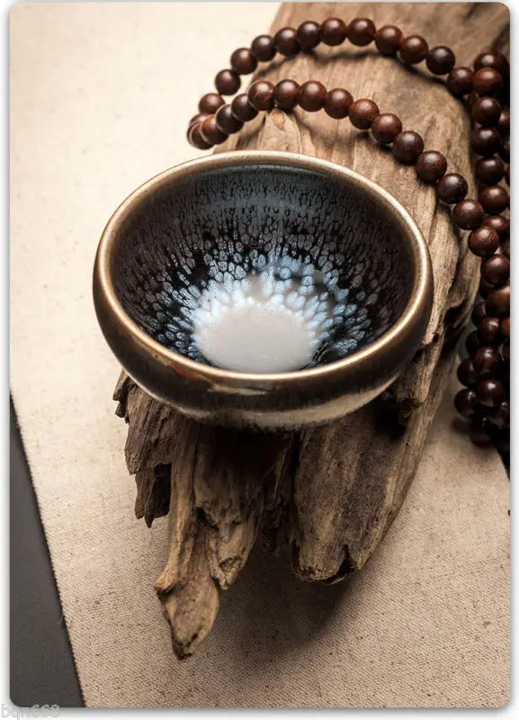 Редкая китайская чайная чаша ручной работы с масляными пятнами TENMOKU JIANZHAN (TIANMU