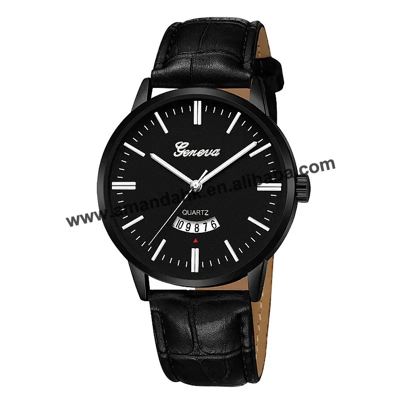 black silver black Модные женские наручные часы, горячая Распродажа браслет с часами бизнес Женева наручные часы, горячая распродажа мужские Спортивные Повседневные часы 645 - Цвет: black silver black