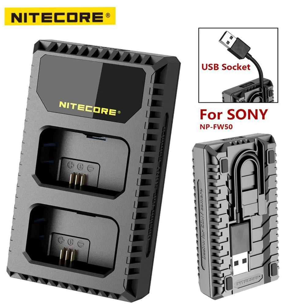 Цифровое дорожное зарядное устройство Nitecore USN1 с двумя слотами для фотоаппаратов