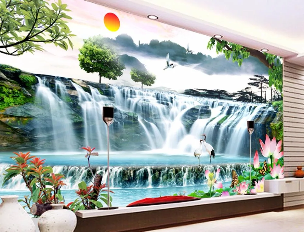 3d фотообои HD водопад вода богатство Пейзаж Фон|3d mural|mural wallpaperwallpapers hd |