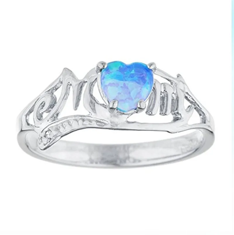 Myelo Fashion Silver Love Heart Rings For Women Australia Crystal Blue White Opal Stone Jewelry Engagement | Украшения и