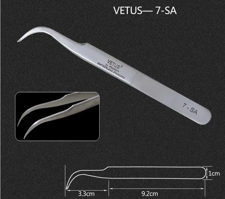 7-SA VETUS Пинцет для ресниц и бровей 3D/6D объем накладных ресниц для наращивания сверхтонких ресниц Пинцет для наращивания ресниц инструменты для макияжа глаз - Цвет: 7-SA