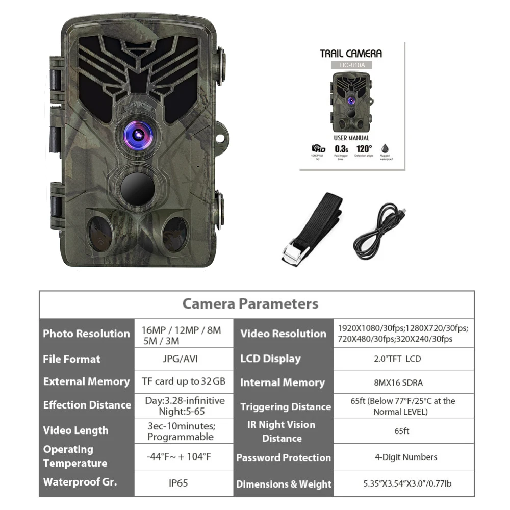 16MP 1080P охотничья камера HC810A камера дикой природы s инфракрасное ночное видение дикие фото ловушки камера слежения