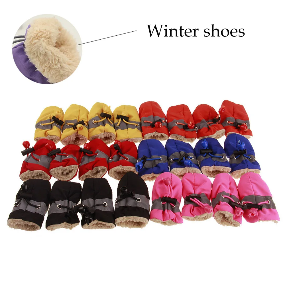 Зимняя обувь для домашних животных 4 шт./лот Нескользящие зимние сапоги собак