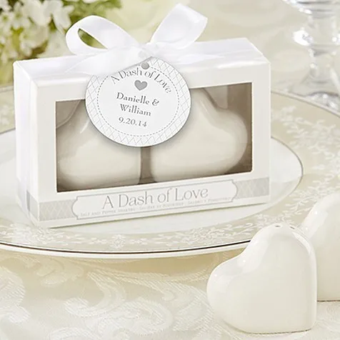 

wedding favor ceramic Favors "A Dash of Love" Ceramic Heart Salt & Pepper Shakers party favor gift 50sets/lot