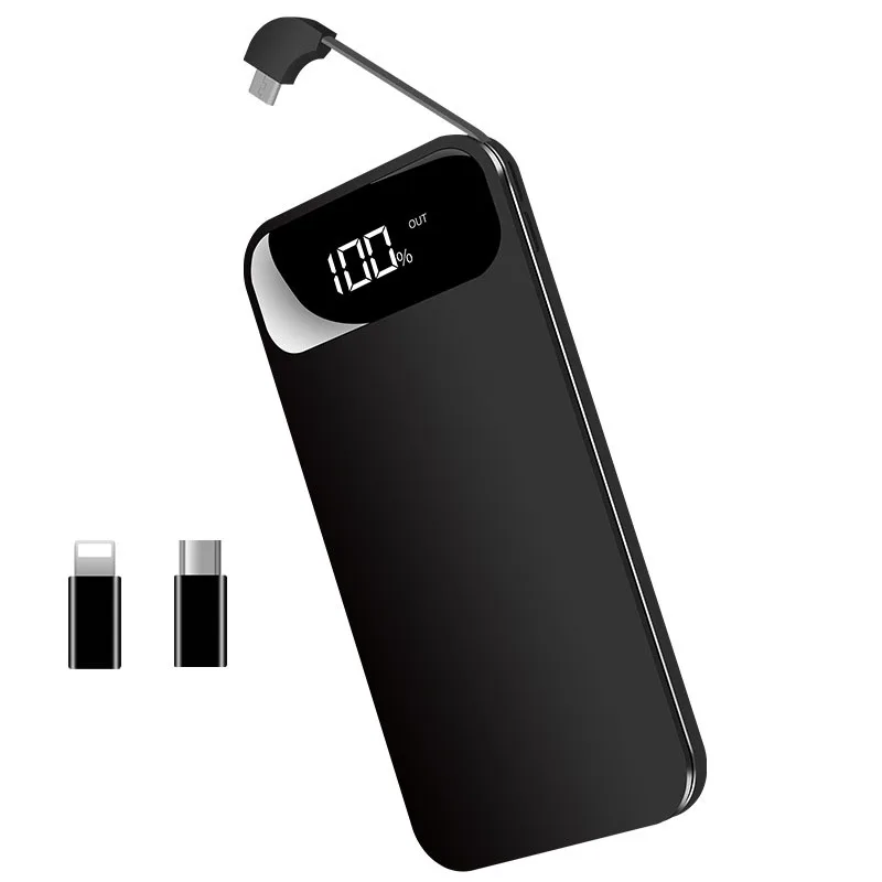 UVR for Iphone Samsung Charger Power Bank Ultra-thin Dual Usb LCD Digital Display 10000mAh Fast Charge with Charging Cable | Мобильные