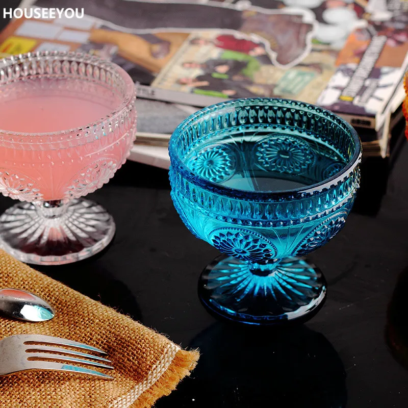 Посуда в европейском стиле ретро со стеклянным тиснением резная посуда миска для