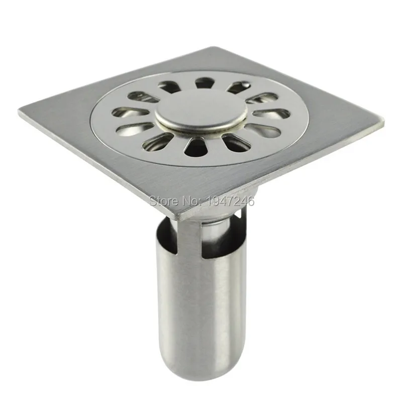Manufacturers wholesale marketing 4'' Square Shower Floor Drain with Removable Strainer Stainless Steel Brushed finish |