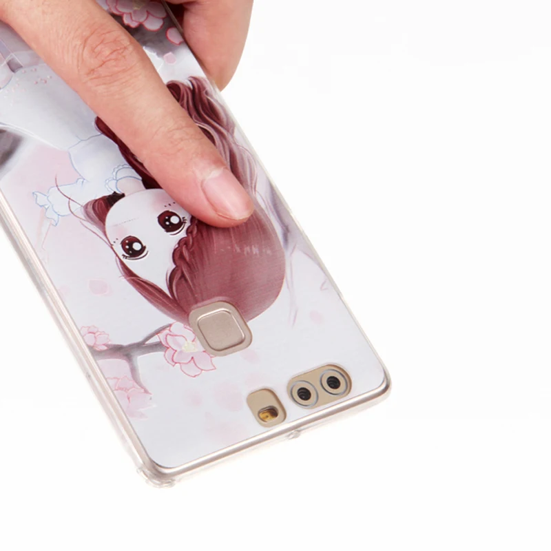 Высокое Качество Мягкой ТПУ 3D Печати Стерео Чувство Полное Покрытие Case для Huawei P9