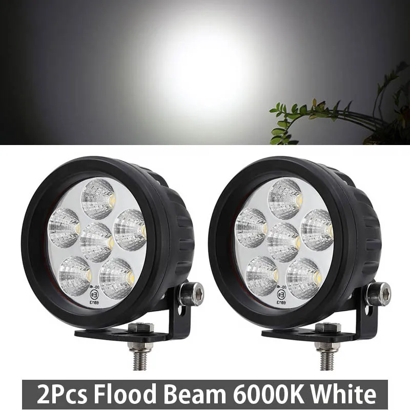 Flood 6000K White XuanBa 2 шт. 3,5 дюймов 18 Вт мини круглый светодиодный рабочий светильник для 4x4 внедорожный грузовик мотоцикл трактор 12 В 24 в ATV вождения светильник s противотуманная фара - Цвет: Flood 6000K White