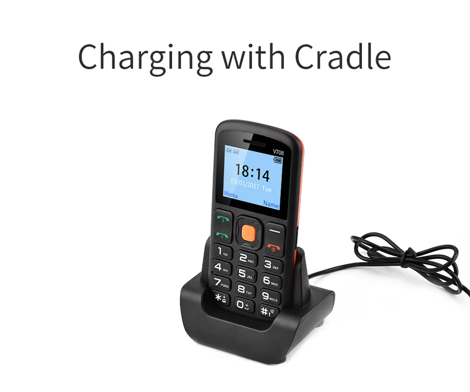 UNIWA V708 старика мобильного телефона GSM мощный фонарь старший телефон 800 мА/ч