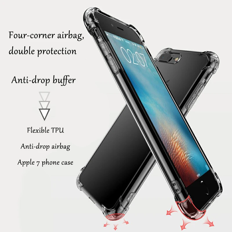 Силиконовый чехол из ТПУ для iPhone XR Xs Max 11 Pro X 8 7 Plus противоударный прозрачный