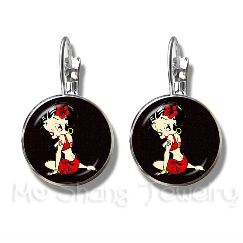 Модный Betty Boop 16 мм стеклянный купол серьги для женщин ювелирные изделия девушек