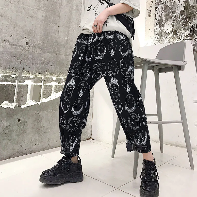 M-xl! Летние Новые мужские Свободные повседневные штаны с персональным принтом из мультфильмов, Мужские Молодежные штаны-шаровары в стиле хип-хоп, девять штанов