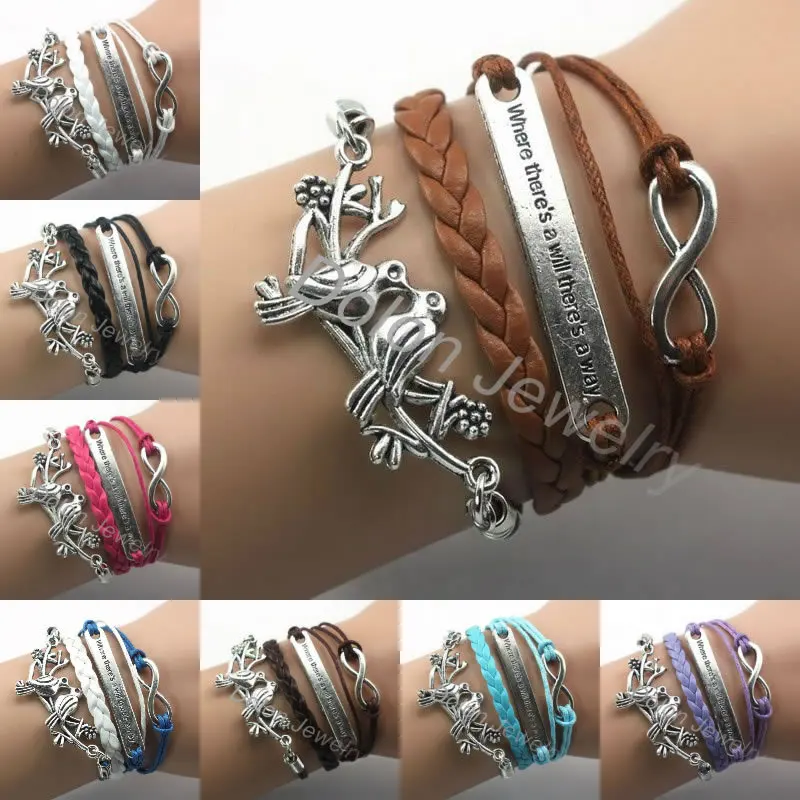 7 цветов многослойный комбинированный серебряный металлический браслет