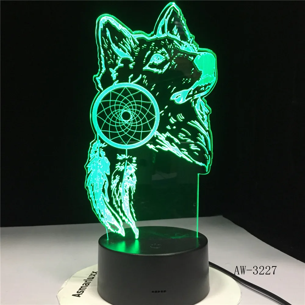 Животный принт волк Декор 3D светодиодный Звездная ночь красочные Волк Дизайн